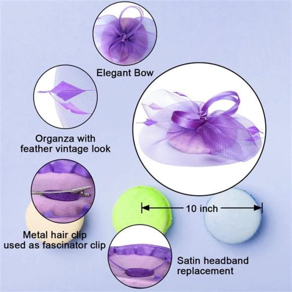 Fascinators for Women Kentucky Derby Hats Tea Party Hat for Cocktail Lavender